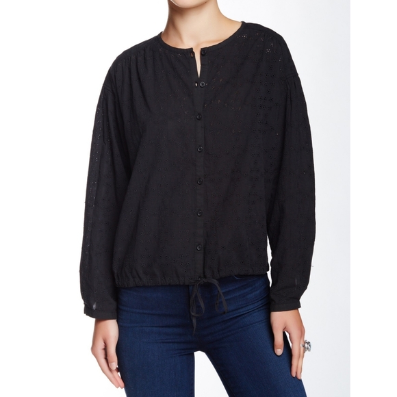 Free people  start align eyelet black  blouse - Picture 3 of 16